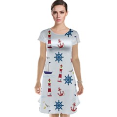 Lighthouse Sail Boat Seagull Cap Sleeve Nightdress by artworkshop