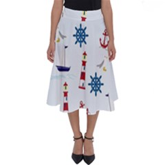 Lighthouse Sail Boat Seagull Perfect Length Midi Skirt by artworkshop