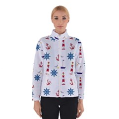 Lighthouse Sail Boat Seagull Women s Bomber Jacket by artworkshop