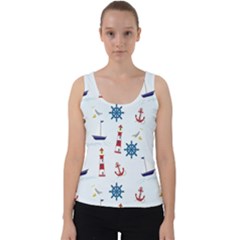 Lighthouse Sail Boat Seagull Velvet Tank Top by artworkshop