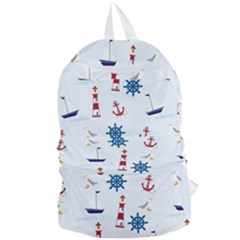 Lighthouse Sail Boat Seagull Foldable Lightweight Backpack by artworkshop