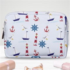 Lighthouse Sail Boat Seagull Make Up Pouch (medium) by artworkshop