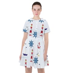 Lighthouse Sail Boat Seagull Sailor Dress by artworkshop