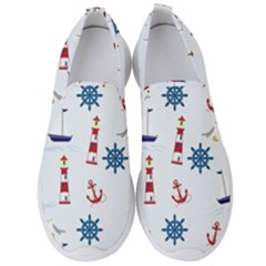 Lighthouse Sail Boat Seagull Men s Slip On Sneakers by artworkshop