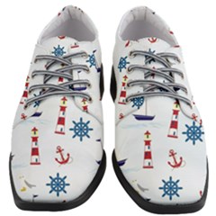 Lighthouse Sail Boat Seagull Women Heeled Oxford Shoes by artworkshop