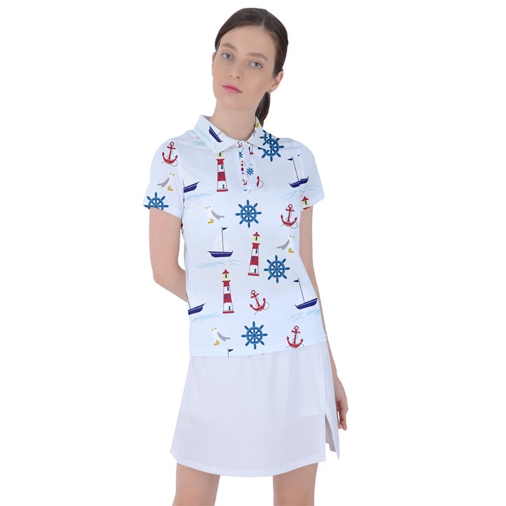 Lighthouse Sail Boat Seagull Women s Polo Tee