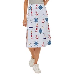 Lighthouse Sail Boat Seagull Midi Panel Skirt