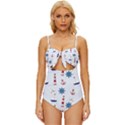 Lighthouse Sail Boat Seagull Knot Front One-Piece Swimsuit View1