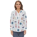 Lighthouse Sail Boat Seagull Zip Up Long Sleeve Blouse View1