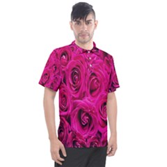 Pink Flowers Roses Men s Polo Tee