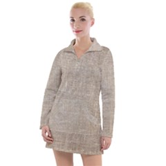 Textile Jute Brown Women s Long Sleeve Casual Dress by artworkshop