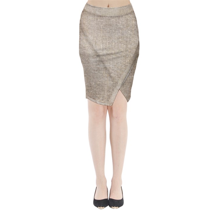 Textile Jute Brown Midi Wrap Pencil Skirt