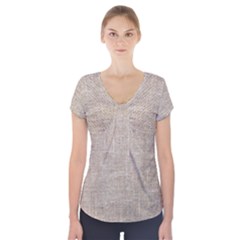 Textile Jute Brown Short Sleeve Front Detail Top by artworkshop