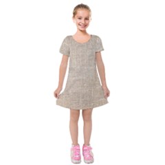 Textile Jute Brown Kids  Short Sleeve Velvet Dress by artworkshop