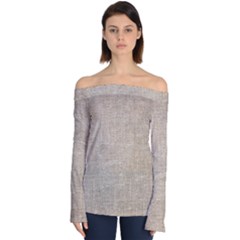 Textile Jute Brown Off Shoulder Long Sleeve Top by artworkshop