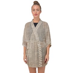 Textile Jute Brown Half Sleeve Chiffon Kimono by artworkshop