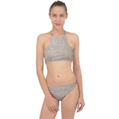 Textile Jute Brown Racer Front Bikini Set by artworkshop