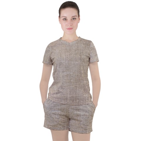 Textile Jute Brown Women s Tee And Shorts Set by artworkshop