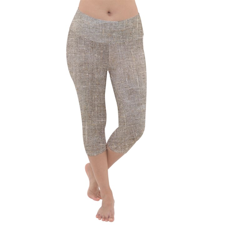 Textile Jute Brown Lightweight Velour Capri Yoga Leggings