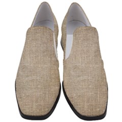 Textile Jute Brown Women Slip On Heel Loafers by artworkshop