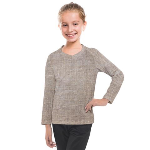 Textile Jute Brown Kids  Long Mesh Tee by artworkshop