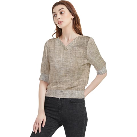 Textile Jute Brown Quarter Sleeve Blouse by artworkshop