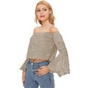 Textile Jute Brown Off Shoulder Flutter Bell Sleeve Top View2