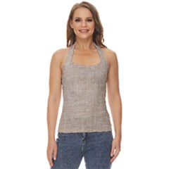 Textile Jute Brown Basic Halter Top