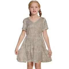 Textile Jute Brown Kids  Short Sleeve Tiered Mini Dress