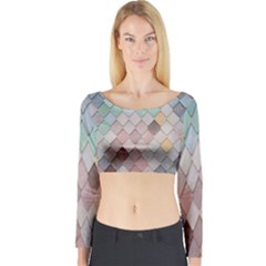 Tiles Shapes Long Sleeve Crop Top by artworkshop