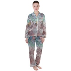 Tiles Shapes Satin Long Sleeve Pajamas Set by artworkshop