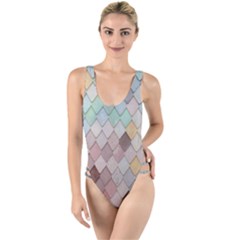 Tiles Shapes High Leg Strappy Swimsuit by artworkshop