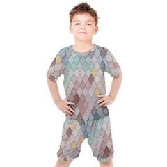 Tiles Shapes Kids  Tee And Shorts Set by artworkshop