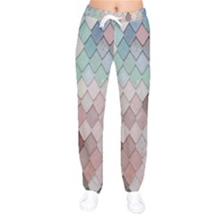 Tiles Shapes Women Velvet Drawstring Pants by artworkshop