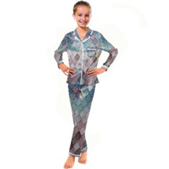 Tiles Shapes Kid s Satin Long Sleeve Pajamas Set by artworkshop