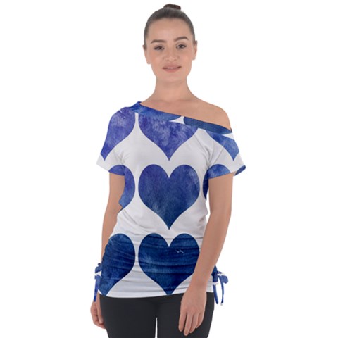 Valentin Heart  Love Off Shoulder Tie-up Tee by artworkshop