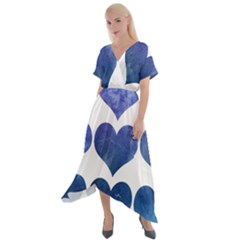 Valentin Heart  Love Cross Front Sharkbite Hem Maxi Dress by artworkshop