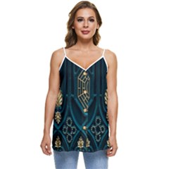 Abstract 001 Casual Spaghetti Strap Chiffon Top