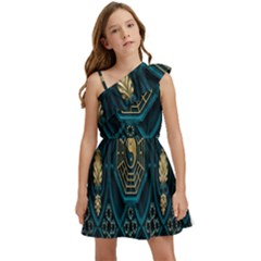 Abstract 001 Kids  One Shoulder Party Dress