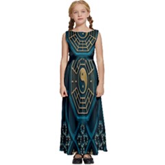 Abstract 001 Kids  Satin Sleeveless Maxi Dress