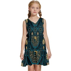 Abstract 001 Kids  Sleeveless Tiered Mini Dress