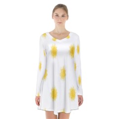 Abstract 003 Long Sleeve Velvet V-neck Dress