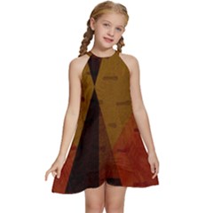 Abstract 004 Kids  Halter Collar Waist Tie Chiffon Dress