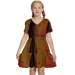 Abstract 004 Kids  Short Sleeve Tiered Mini Dress