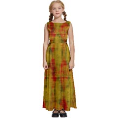 Abstract 005 Kids  Satin Sleeveless Maxi Dress