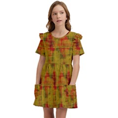 Abstract 005 Kids  Frilly Sleeves Pocket Dress