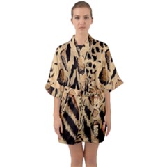 Animal-pattern-design-print-texture Half Sleeve Satin Kimono  by nate14shop