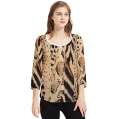 Animal-pattern-design-print-texture Chiffon Quarter Sleeve Blouse by nate14shop