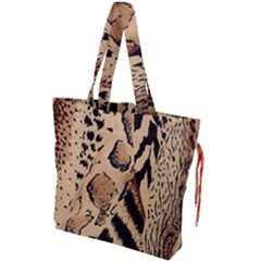 Animal-pattern-design-print-texture Drawstring Tote Bag by nate14shop