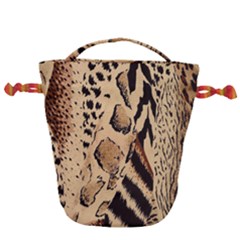 Animal-pattern-design-print-texture Drawstring Bucket Bag by nate14shop